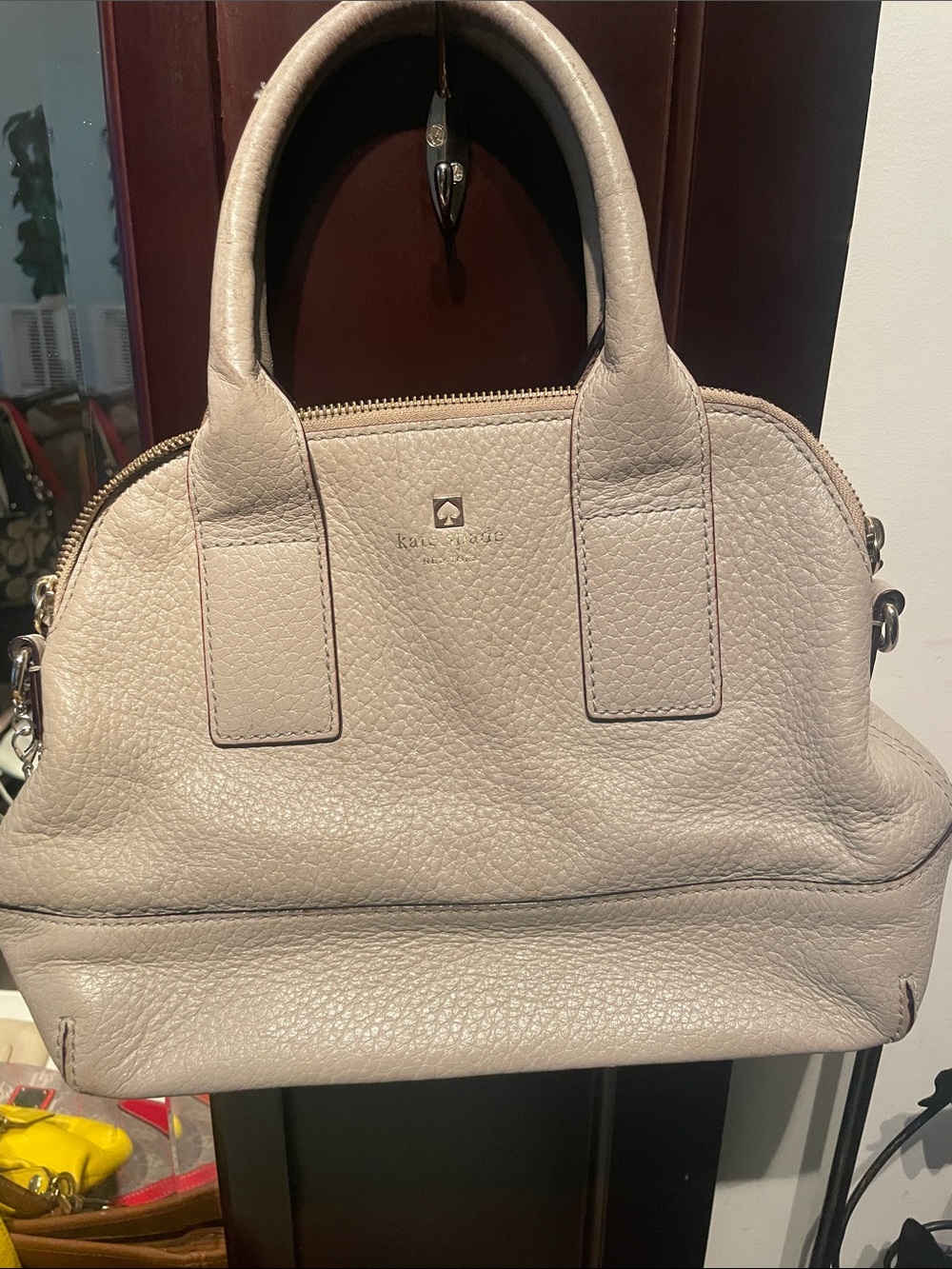 Kate Spade Pebbled Leather Dome Satchel in Light Taupe